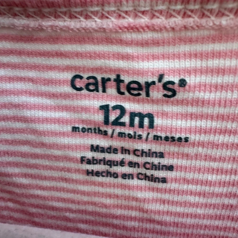 NWOT Carter's 12M Girls Pink Striped Elephant Love My Mama Baby Onesie Bodysuit